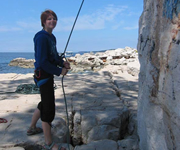 Rock climbing in Rovinj near the sea